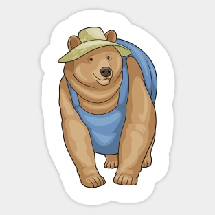 Bear Farmer Hat Sticker